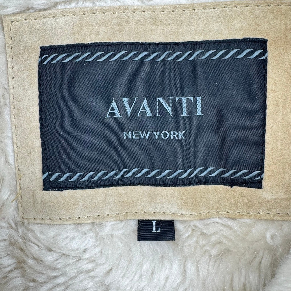 Penny Lane Coat Vintage 90s Y2K Beige Suede Sherpa Lined Button Front Pockets L - Picture 5 of 8